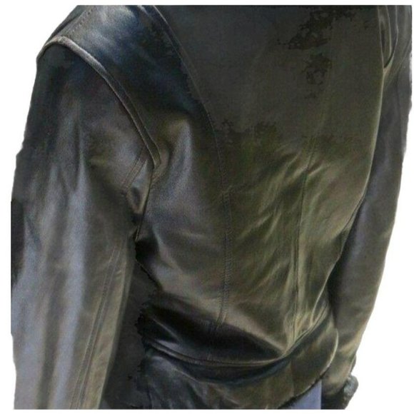 Andrew Marc NY Black Zippered Leather Jacket with Faux Fur Trim S/P JHE57 - Picture 9 of 12